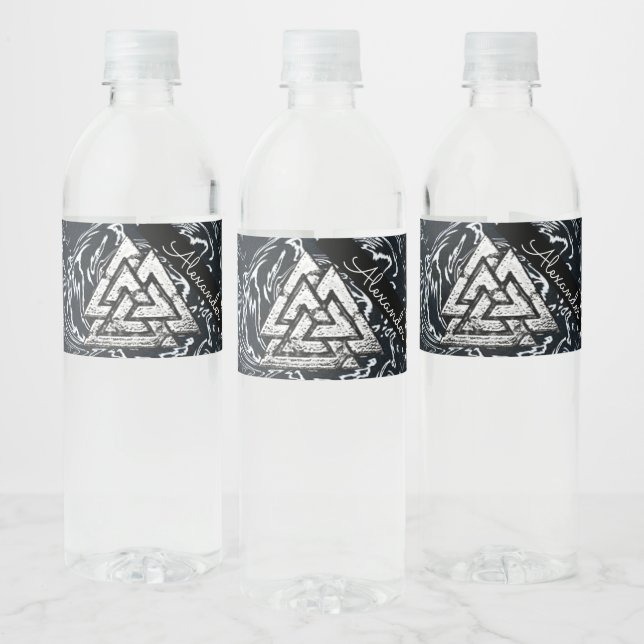 Étiquette Pour Bouteilles D'eau Valknut~ (Wavy) (Bouteilles)
