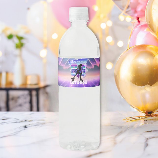 Étiquette Pour Bouteilles D'eau Vaporwave Roller Skate fête d'anniversaire (Créateur téléchargé)