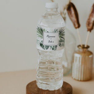 Étiquette Pour Bouteilles D'eau Végétation tropicale Blanc Floral Mariage