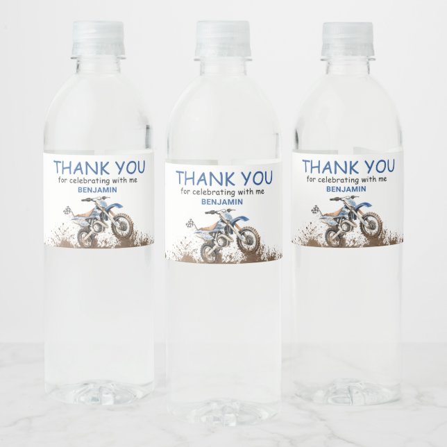 Étiquette Pour Bouteilles D'eau Vélo bleu droit modifiable (Bouteilles)