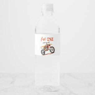 Étiquette Pour Bouteilles D'eau Vélo Orange Dirt Editable Anniversaire