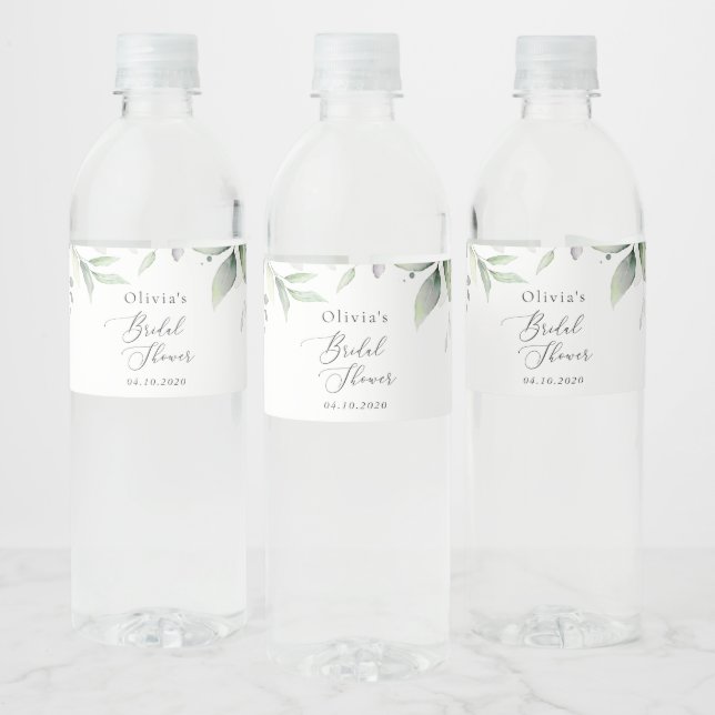 Étiquette Pour Bouteilles D'eau Verdure, Eucalyptus Feuilles, Boho, Fête des marié (Bouteilles)