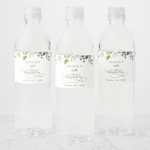 Étiquette Pour Bouteilles D'eau Verdure, Feuilles d'eucalyptus, Bohème, Anniversai