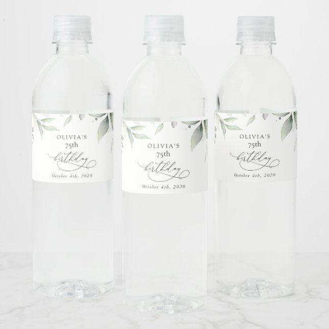 Étiquette Pour Bouteilles D'eau Verdure, Feuilles d'Eucalyptus, Boho, Anniversaire (Bouteilles)