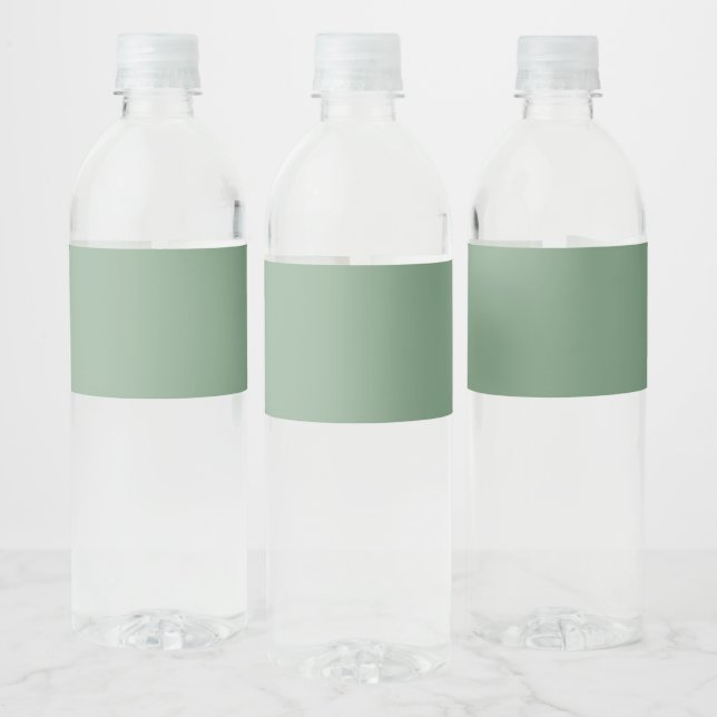 Étiquette Pour Bouteilles D'eau Vert fumée basilic couleur unie (Bouteilles)