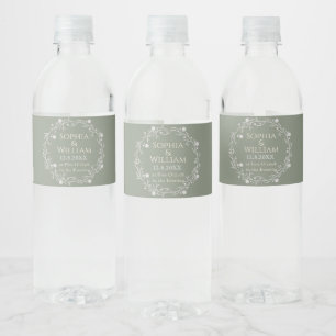 Étiquette Pour Bouteilles D'eau Vert Sauge Élégant