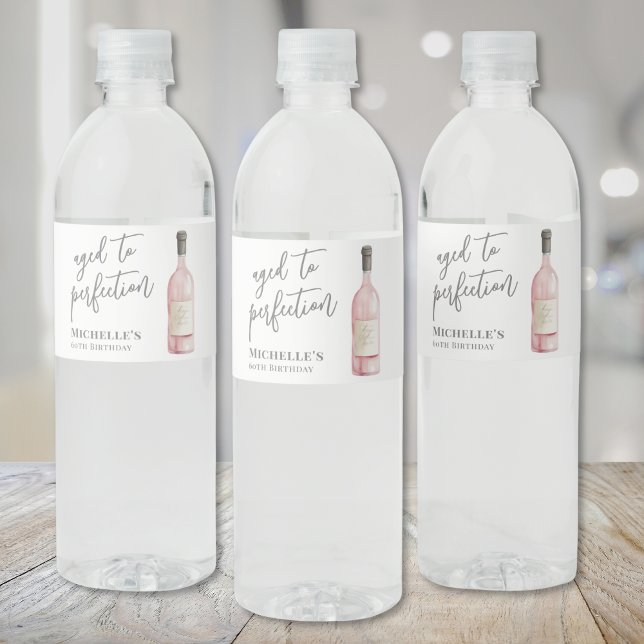 Étiquette Pour Bouteilles D'eau Vin Simple Âgé À Parfait Anniversaire (Wine Simple Aged To Perfection Birthday Water Bottle Label )
