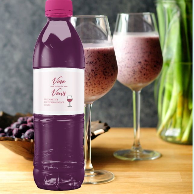 Étiquette Pour Bouteilles D'eau Vino Avant La Fête des mariées Vows/Bachelorette (Créateur téléchargé)