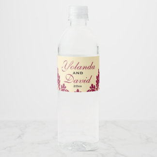 Étiquette Pour Bouteilles D'eau Vintage Bourgogne Damask