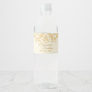 Étiquette Pour Bouteilles D'eau Vintage Gold Damask