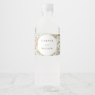 Étiquette Pour Bouteilles D'eau Vintage Golden Lilies William Morris Mariage