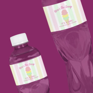 Étiquette Pour Bouteilles D'eau Voici la Glace Crème Bébé Fille Été Baby Shower