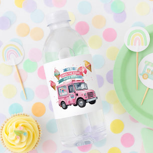Étiquette Pour Bouteilles D'eau "Voici le Scoop! Camion de Glace Rose