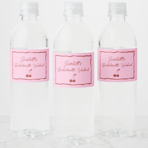 Étiquette Pour Bouteilles D'eau Week-end de fête de bachelorette rose et rouge aux