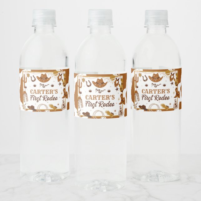 Étiquette Pour Bouteilles D'eau Western 1er Rodeo fête d'anniversaire (Bouteilles)