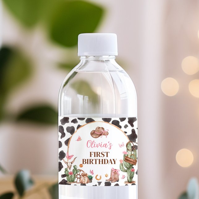 Étiquette Pour Bouteilles D'eau Western Bows Pink Cowgirl Anniversaire (Créateur téléchargé)