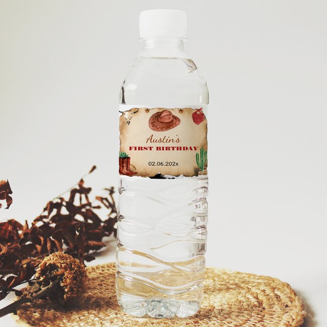 Étiquette Pour Bouteilles D'eau Western Rodeo Cowboy Étiquette de bouteille d'eau  (Créateur téléchargé)