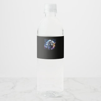 Étiquette Pour Bouteilles D'eau Whimsigoth Sorcière volant au-dessus de la Pleine