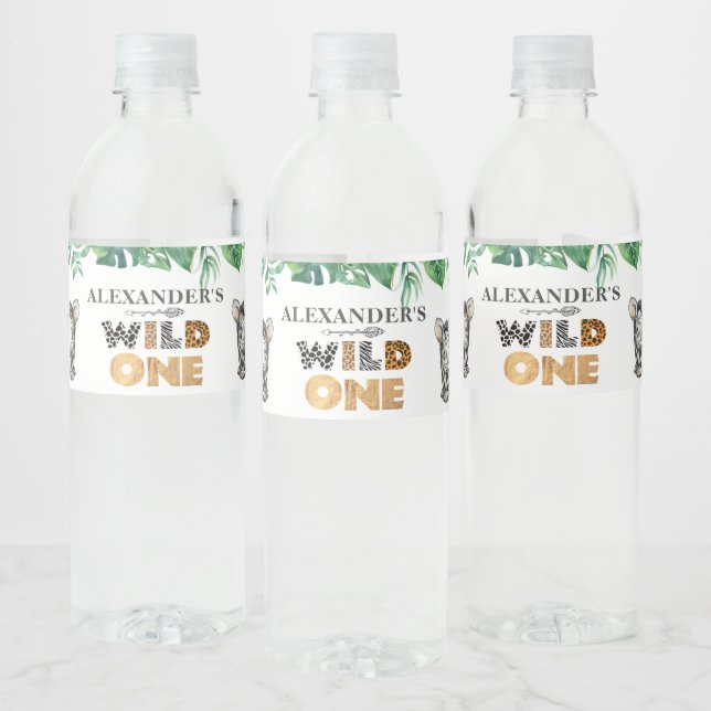 Étiquette Pour Bouteilles D'eau Wild One Safari Animal 1er Birthday Water Bottle L (Bouteilles)