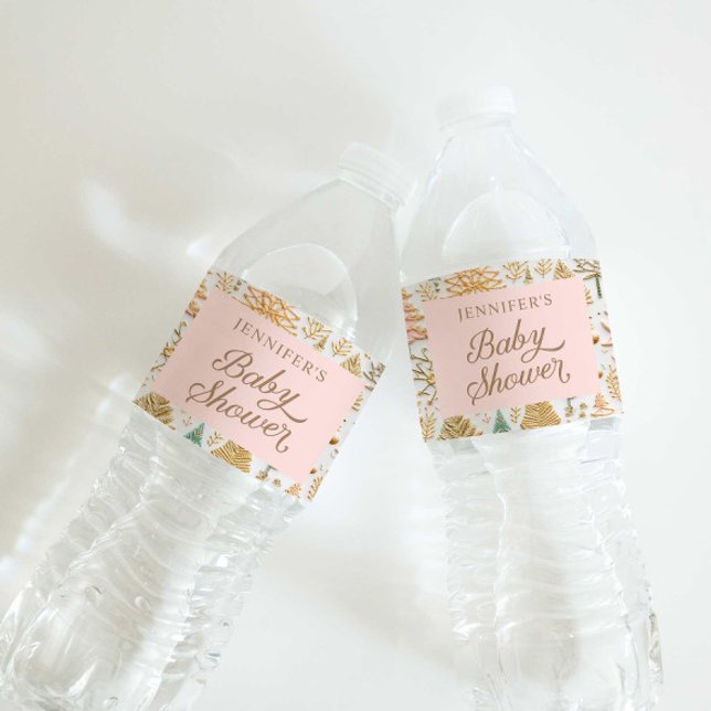 Étiquette Pour Bouteilles D'eau Winter Wonderland Girl Baby shower (Pink Winter Wonderland Baby Shower Water Bottle Labels)