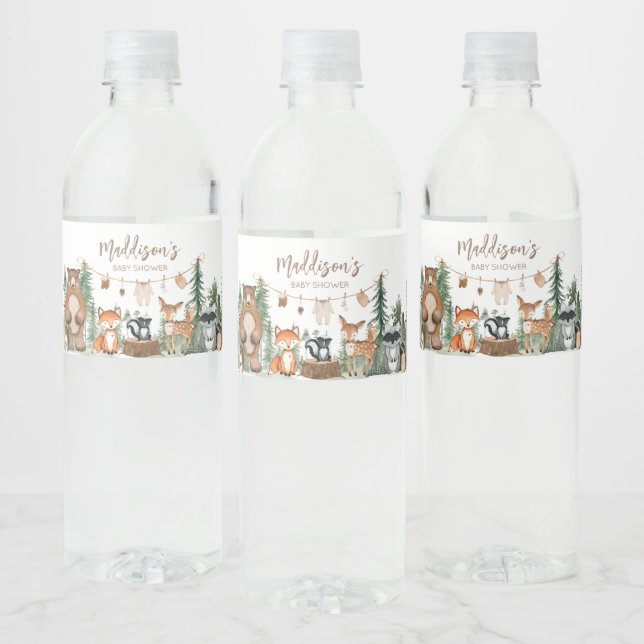 Étiquette Pour Bouteilles D'eau Woodland Animals Adventure Await Baby shower (Bouteilles)
