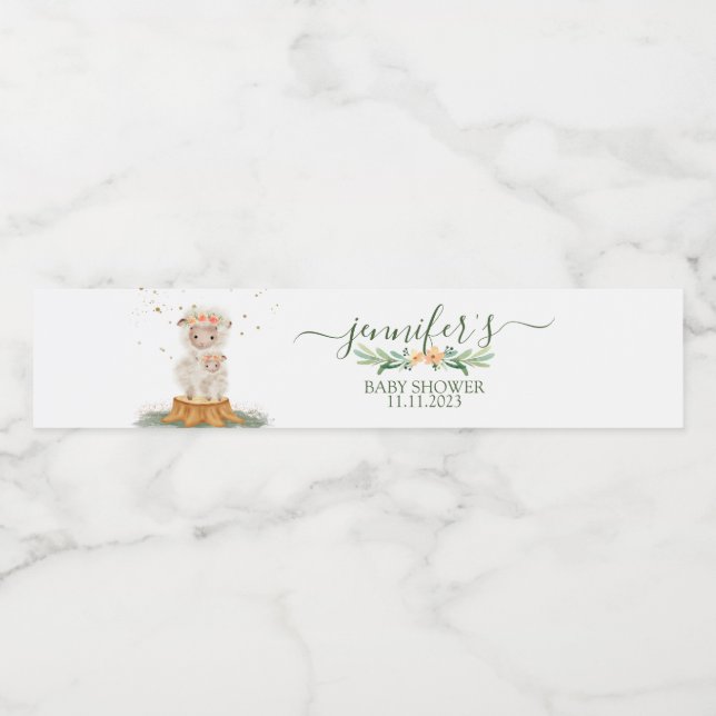 Étiquette Pour Bouteilles D'eau Woodland Cute Chic Sheep (Étiquettes simples)