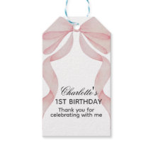étiquette pour cadeau Ruban Rose 1er Anniversaire