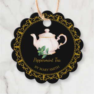 Étiquette pour Théière Vintage Thé à la Menthe Poi