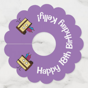 Étiquette Pour Verre De Vin 18e anniversaire Gâteau aux bougies glacé au choco