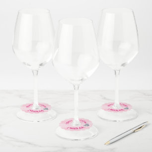 Étiquette Pour Verre De Vin 50 & Fabulous Chat, rose et gris, 50e anniversaire