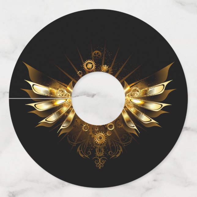 Étiquette Pour Verre De Vin Ailes de Steampunk (Devant)