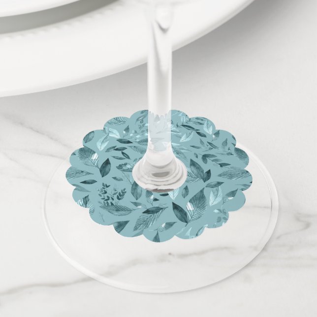 Étiquette Pour Verre De Vin Aquarelle chute feuilles 2 (De près)