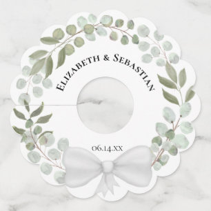 Étiquette Pour Verre De Vin Aquarelle Eucalyptus Wreath Russe Boho Mariage W