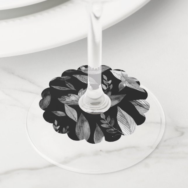 Étiquette Pour Verre De Vin Aquarelle tombée feuille 9 (De près)