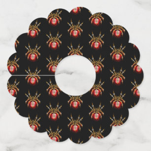 Étiquette Pour Verre De Vin Araignée en vapeur noire