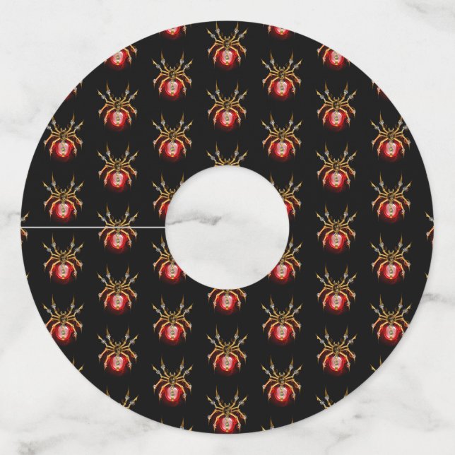 Étiquette Pour Verre De Vin Araignée en vapeur noire (Devant)