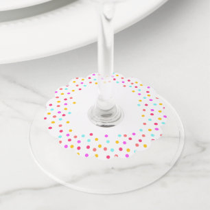 Étiquette Pour Verre De Vin Arc-en-ciel confetti points de fête lumineux et co