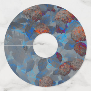 Étiquette Pour Verre De Vin Art numérique motif de fleurs de couleur orange bl