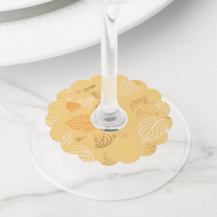 Étiquette Pour Verre De Vin Automne, Motif Feuille 4