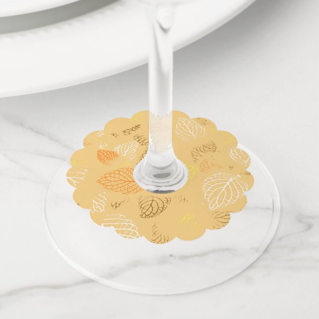 Étiquette Pour Verre De Vin Automne, Motif Feuille 4 (De près)