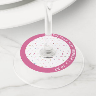 Étiquette Pour Verre De Vin Baby Shower Rose Sprinkle