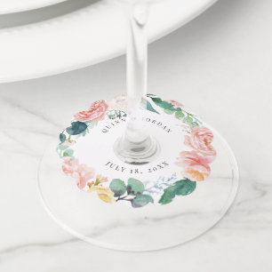 Étiquette Pour Verre De Vin Balise de verre de vin Mariage floral d'été