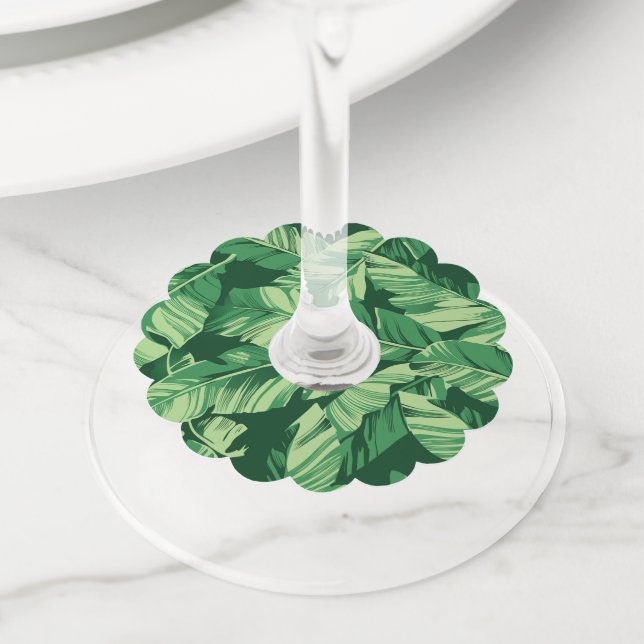 Étiquette Pour Verre De Vin Banane Feuille 2 (De près)