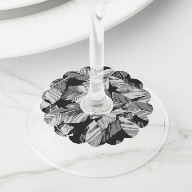 Étiquette Pour Verre De Vin Banane Feuille 3 (De près)