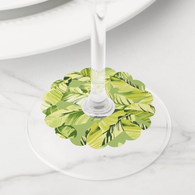Étiquette Pour Verre De Vin Banane Feuille 5 (De près)