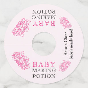 Étiquette Pour Verre De Vin Bébé faisant potion Baby shower rose toast