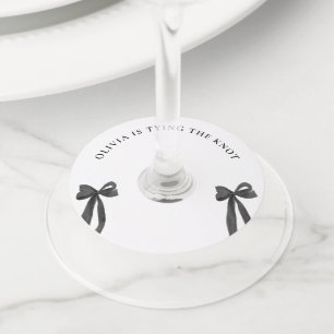 Étiquette Pour Verre De Vin Black Bow Elle Attache La Fête des mariées de noeu