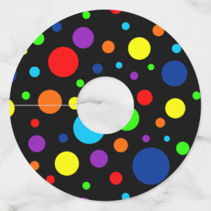 Étiquette Pour Verre De Vin Black Rainbow Spots Papier Vin Tags