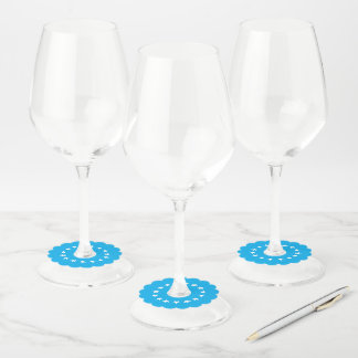 Étiquette Pour Verre De Vin Bleu marine blanc monogramme nom script minimalist