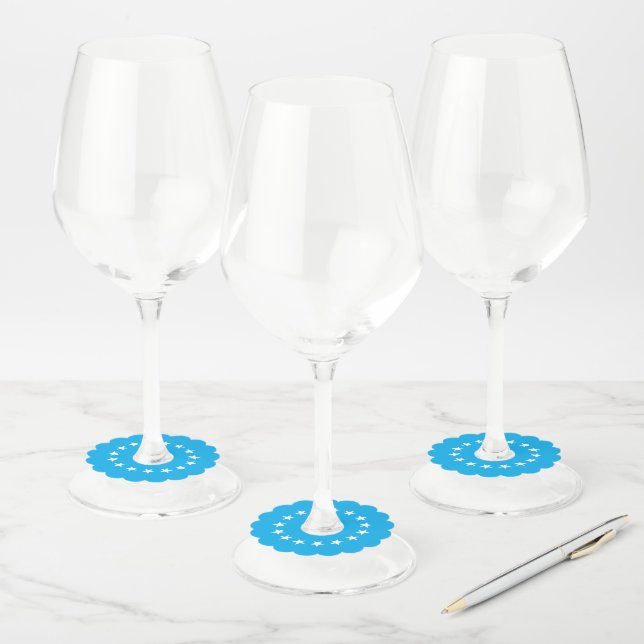 Étiquette Pour Verre De Vin Bleu marine blanc monogramme nom script minimalist (Lot)